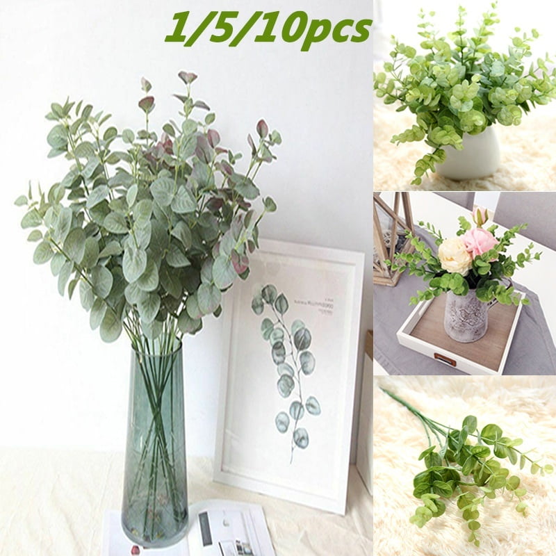 5Pcs Roses Artificial Flowers Plus 2 pcs Artificial Eucalyptus Branches Silk Branches Stem Real Touch Silver Dollar Eucalyptus Leaf for Indoor Outdoor Halloween Wedding Centerpiece Party Home Decor B