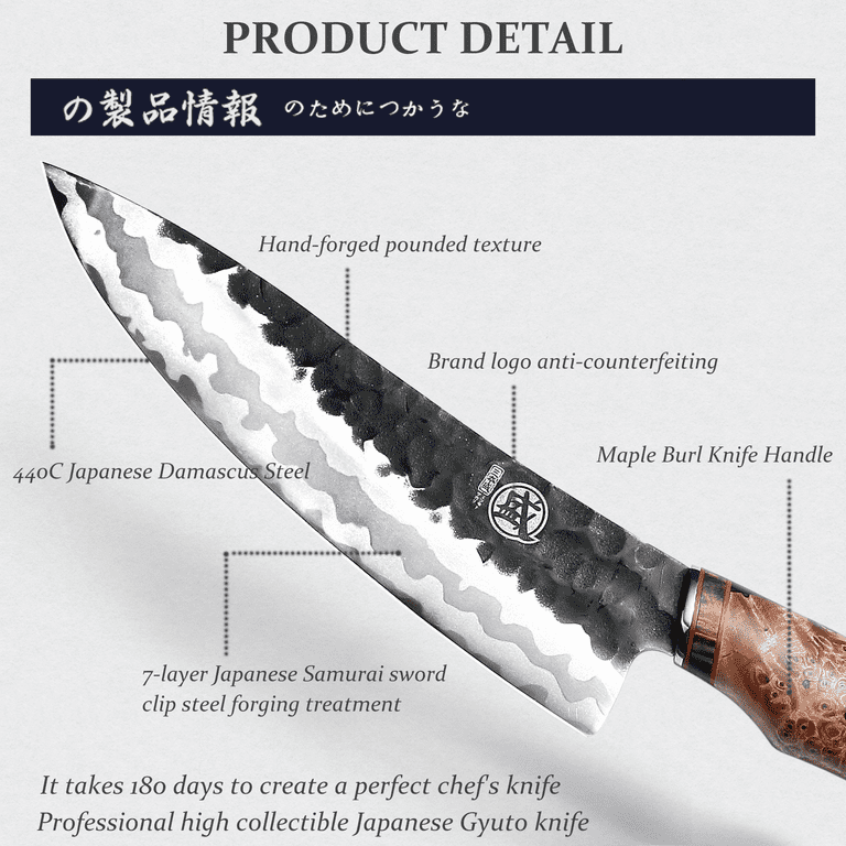Handmade Forged Japanese Style 440C Stainless Steel Kitchen Knives