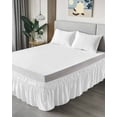 thumbnail image 4 of Pure White Bed Skirt Solid Color Bed Skirts King Size 18 Inch Drop, Wrap Around Dust Ruffle&nbsp;Bedskirt with Adjustable Elastic Belt for Queen Size Beds, 4 of 7