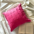 thumbnail image 3 of The HomeCentric Chair Cushion Cover, Fuchsia Pink Decorative Pillowcases Pack of 2, 16x16 inch (40x40 cm) Suede Pillow Cover&nbsp;For Sofa, Solid Pintucks, Textured, Striped, Accent - Pink Love Tune, 3 of 11