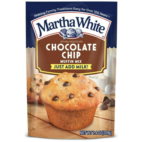Martha White Chocolate Chip Muffin Mix, 7.4 oz pack of 2