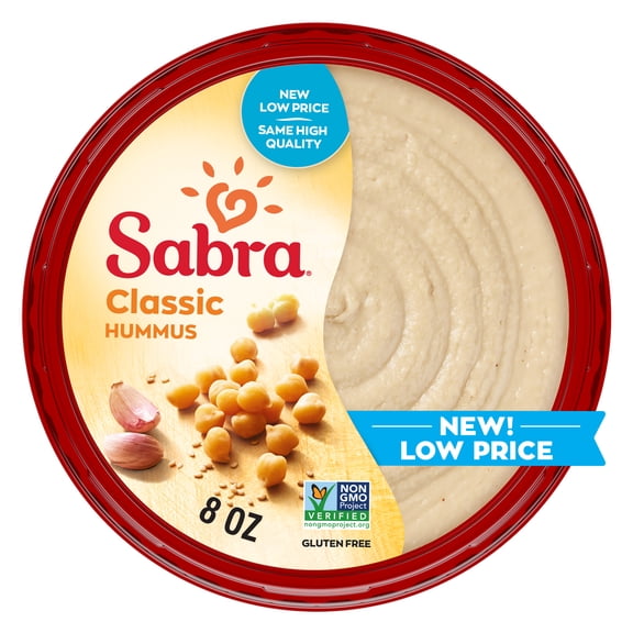 Sabra Classic Original Fresh Hummus Dip, Non-GMO, Gluten Free, Vegan Hummus Spread, 8oz Tub