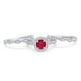 thumbnail image 3 of Halo Three Piece Round Set Ruby CZ Ring 925 Sterling Silver Size 5, 3 of 4