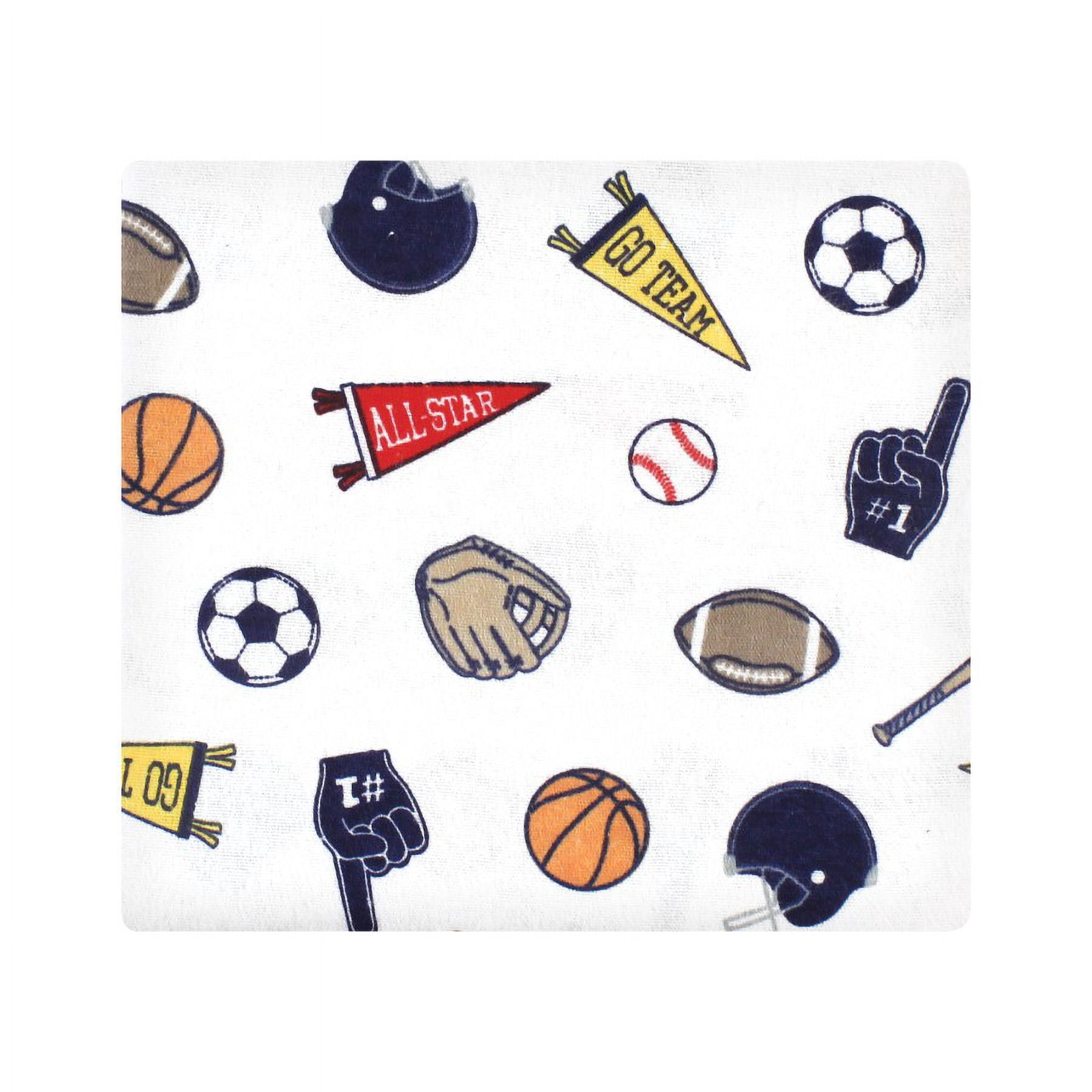 Hudson Baby Unisex Baby Cotton Poly Flannel Receiving Blankets, Sports Fan, One Size
