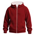 thumbnail image 3 of Waffle Knit Hoodies for Kids Zip Up Hooded Jackets with Pockets (Brick Red), 3 of 3