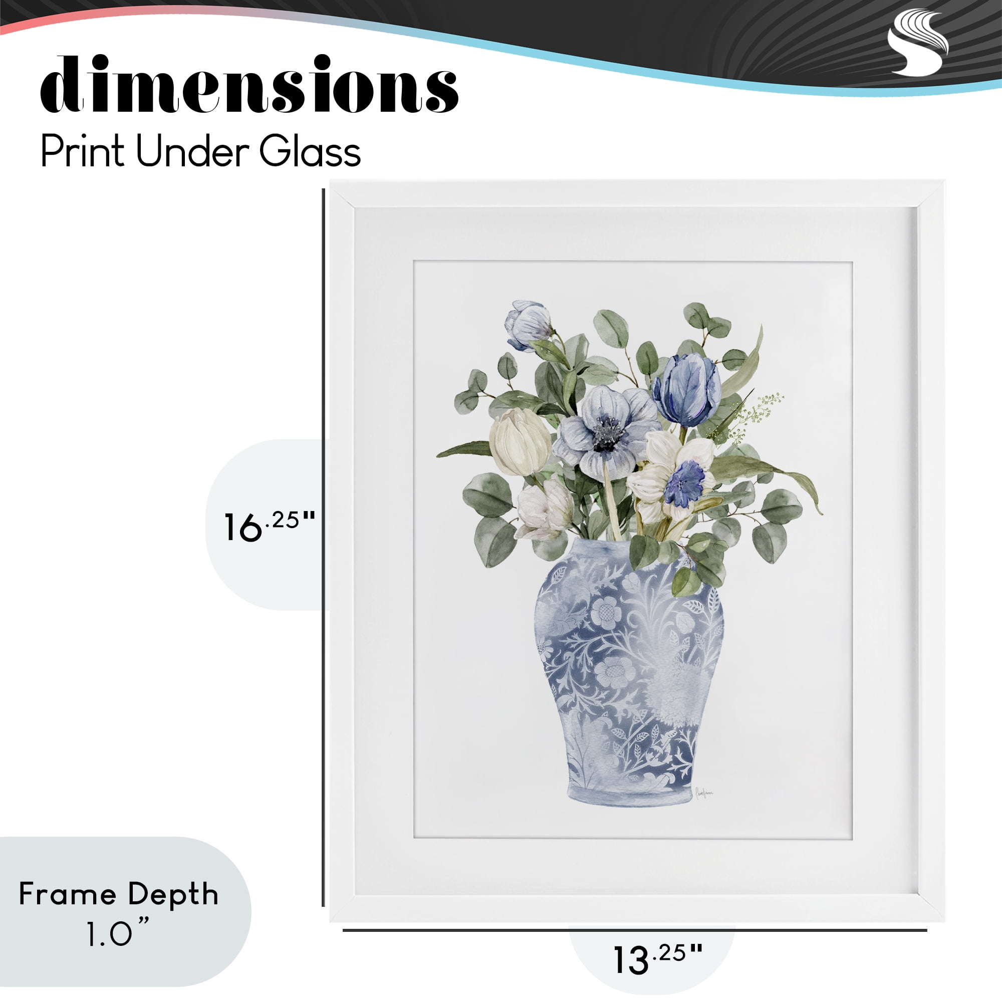 Stupell Industries Ornate Vase Tulips White Framed Print Under Glass, design by Livi Finn