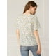 thumbnail image 5 of Blusa De Gasa Con Cuello Redondo Y Manga Corta Con Estampado De Mariposa Para Mujer Beige M, 5 of 6