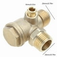 thumbnail image 3 of 3Way Air Compressor Check Valves Pure Copper 3-Port Male Threaded Tube Connector, 3 of 9