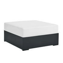 Modway Tahoe Outdoor Patio Powder-Coated Aluminum Ottoman in Gray White