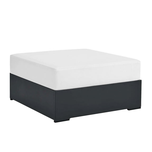 Modway Tahoe Outdoor Patio Powder-Coated Aluminum Ottoman in Gray White