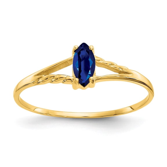 14K Yellow Gold Ring Band with Stones (09) September Sapphire Marquise Blue