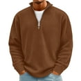 thumbnail image 2 of Qwertyu Quarter Zip Mock Neck Sweatshirt for Men Plus Size Corduroy Oversized Sweatshirt Big And Tall Casual Pullover Tops Coffee S, 2 of 6