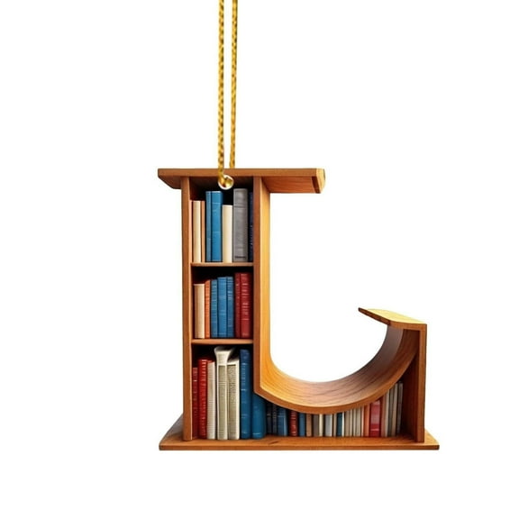 Lilixerw 26 Alphabet Book Hanging Ornament,3.1 inch Acrylic Pendant for Book Lovers Christmas Tree Ornaments Car Pendant(L)