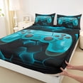 thumbnail image 4 of Erosebridal Vintage Gamepad Bed Sheets Set Twin Size, Neon Blue Bed Sheets Twin, Honeycomb Geometry Decor, 4 of 6