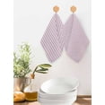 thumbnail image 2 of Purple Striped Kitchen Dish Towels for Drying Dishes Set of 2, Modern Simple Farmhouse Beige Vintage Waffle Weave Microfiber Hand Tea Bathroom Towels Quick Dry & Absorbent Towel 12x12, 2 of 7