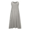 thumbnail image 5 of Summer Plus Size Dresses for Womens 2025 Fashion Casual Solid Color Sleeveless Round Neck Pocket Dress Skirt, 5 of 7