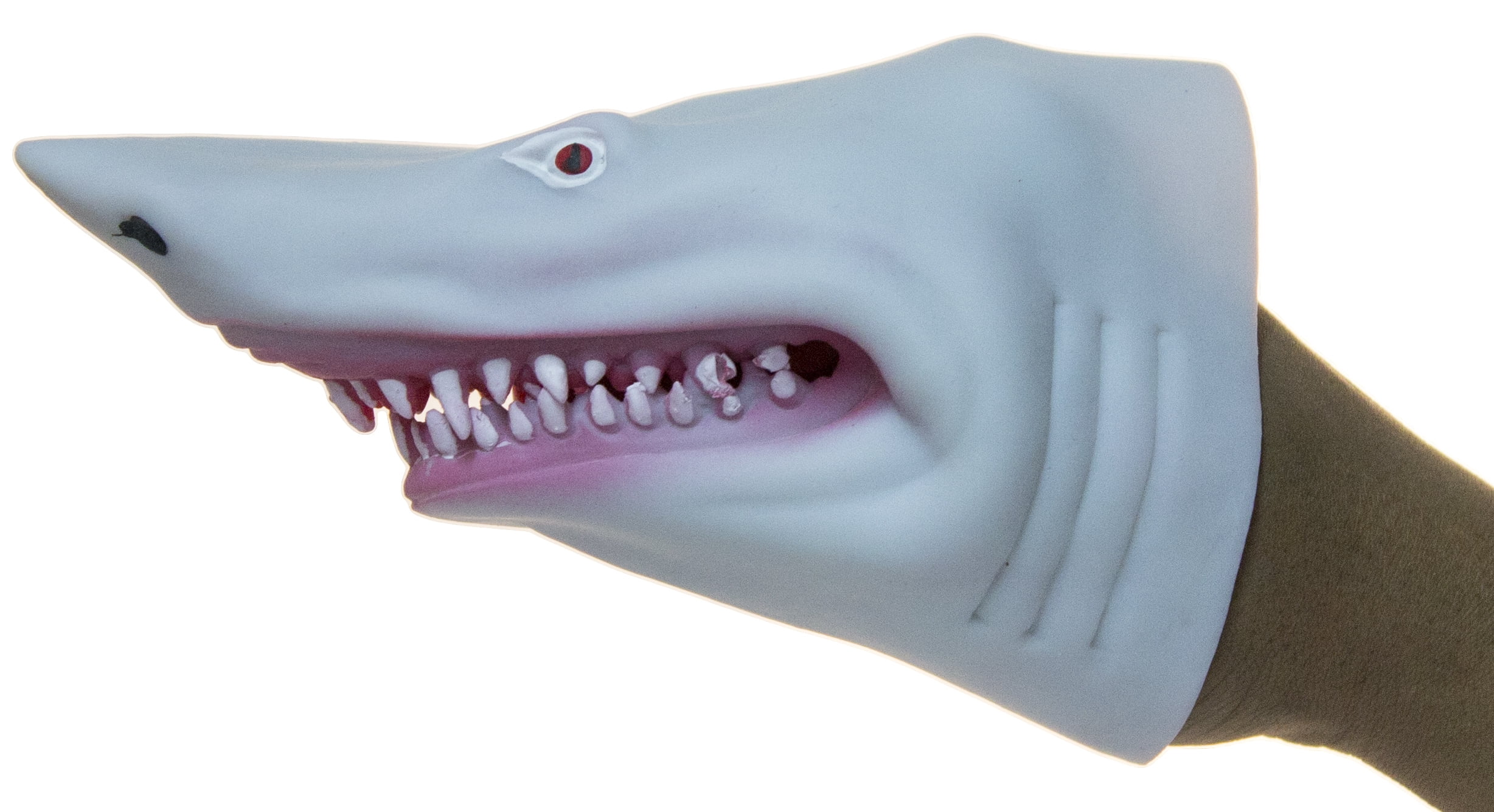 White Soft Rubber Realistic 6 Inch Great White Shark Hand Puppet 