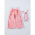 thumbnail image 2 of Biezeib Baby Girl Summer Overalls Jumpsuit Solid Color Sleeveless Romper Shorts and Headband Set Cute Fashion Clothes Outfits, 2 of 6