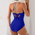 thumbnail image 6 of Women's One Piece Swimsuits Tummy Control Front Cross Bathing Suits Tie Back Slimming V Neck Solid Color Swimwear Sky Blue XL, 6 of 6