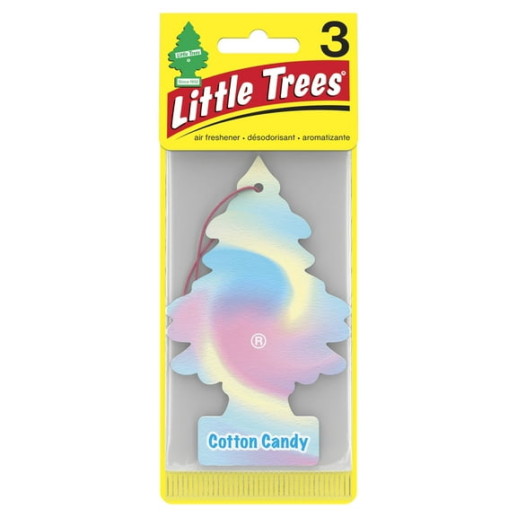 Little Trees Auto Air Freshener, Hanging Card, Cotton Candy Fragrance 3-Pack
