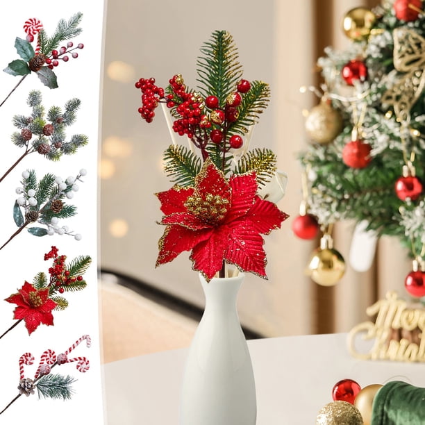 Fiudx Decoración Navideña de Ramas, Ramas de Ratán Verde, Piñas y Ramas Artificiales, Colgante de Pared Festivo, Decoración Versátil para El Hogar o Las Fiestas, Duradera y Resistente, 1 Juego