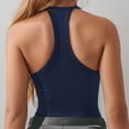 thumbnail image 3 of Lkhaha Women's Deep V Halter Bodysuit with Keyhole Cutout Form Fitting Clubwear Navy M, 3 of 6