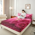 thumbnail image 4 of Homewish Teens Pink Floral Rose Twin Sheet Sets 3pcs,Bling Glitter Twin Fitted Sheet Microfiber,Romantic Valentine's Day Breathable Flat Sheet,Luxury Bedroom Decor, 4 of 7