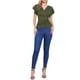 thumbnail image 2 of Blusa Faux Wrap Inspire Chic para mujer, blusa casual de verano con cuello en V y mangas con volantes, talla L, verde oscuro, 2 of 6