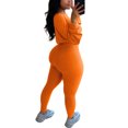 thumbnail image 3 of LUXUR Ladies Elastic Waist Sweatsuits Cropped Running Two Piece Outfit Orange S, 3 of 6