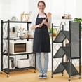 thumbnail image 3 of Furnibear 4-Tier Folding Storage Shelves with Wheels, Foldable Metal Rack, Collapsible Shelves for Garage, Kitchen, Basement, Black, 3 of 8