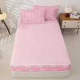 thumbnail image 4 of Erosebridal White Bow Outlines Zipper Twin Comforter Sets with Fitted Sheet and 2 Pillowcases,Ribbon Bowknot Zipper Bedding Set For Girls,Pink Reversible,4-Piece, 4 of 7
