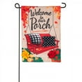 thumbnail image 2 of Evergreen Burlap Garden Flag - Fall Porch Welcome, 2 of 7