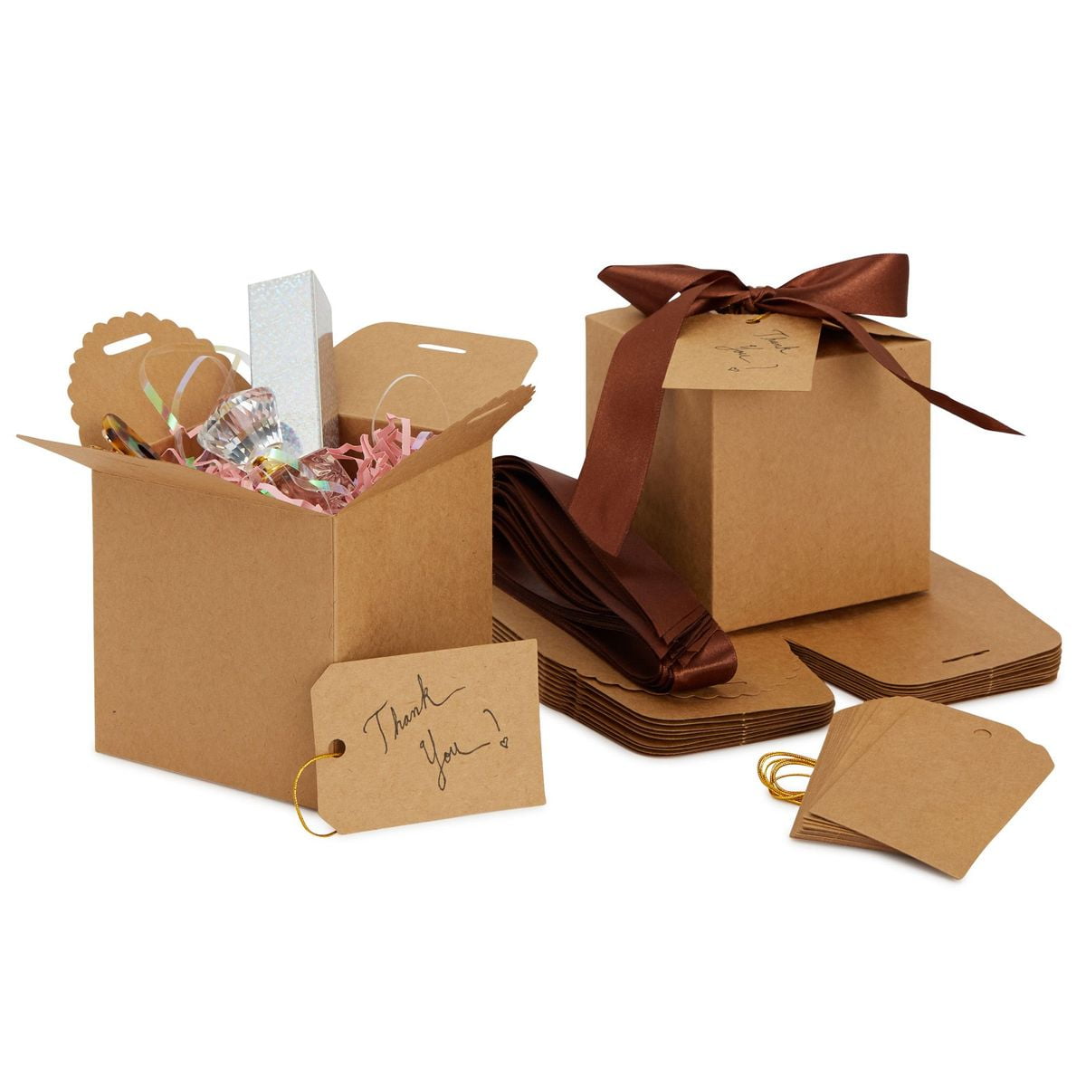 15 Paper Gift Box 4x4x4 One Piece Recycled Kraft Brown Boxes Mug Treats Favors 