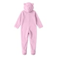 thumbnail image 5 of Kids Hooded Onesie Fleece Footed Jumpsuit with Bear Ears, Full Zip One Piece Cozy Sherpa Loungewear for Boys Girls, Pink 4T, 5 of 8
