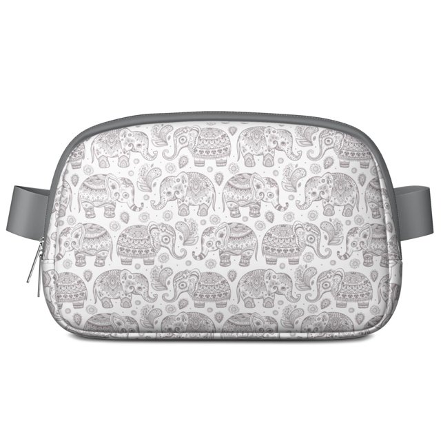 Tribal Elephant Fanny Pack – Boho Chic Elephant Design Waist Bag, Hands-Free Travel Essential for Commuters & Students