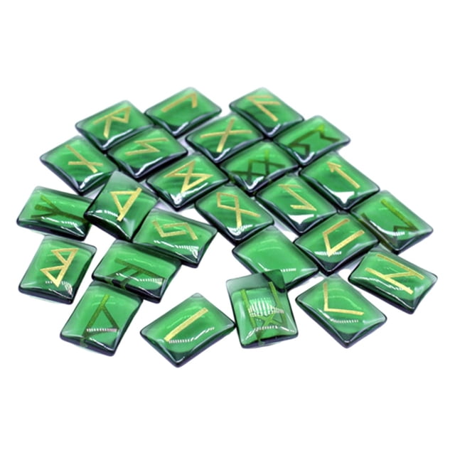 25x Piedras Naturales Pulidas Viking Runas Cristales De Cuarzo Verde A SM SunniMix Runa de piedra
