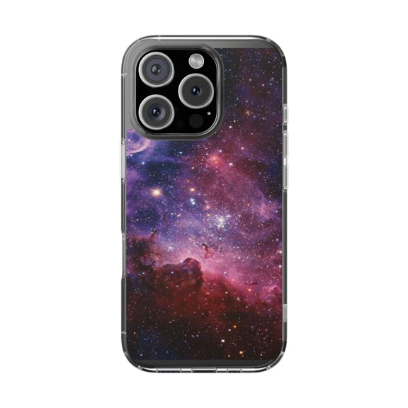 DistinctInk Clear Hybrid Case for Apple iPhone 16 Pro (6.3" Screen) - Show Your Love of Astronomy - Tempered Glass Back