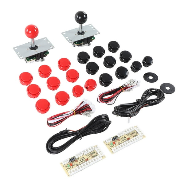 Kit DIY De Arcade LED Para 2 Jugadores, Botones De Arcade DIY, Botón Resistente A Altas Temperaturas, Rojo Y Negro Para El Ocio