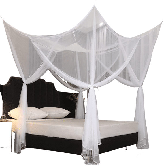 4 Corner Hanging Bed Canopy Cover Net Bedding or Outdoors Netting Fit Twin, Full, Queen, King Bed Protection Bedroom Decorative,75"W x 84"L