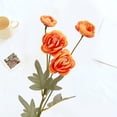 thumbnail image 3 of Wedding Simulation Flower 4 Heads Dew Lotus Camellia Realistic Non-fading Low Maintenance Artificial Flowers-Orange, 3 of 7
