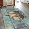 thumbnail image 2 of Rectangle Area Rugs 2.7 x 5 Ft, Vintage Sailboat Non-Slip Residential Carpet, Blue Ocean Seaports Anchors Farmhouse Wood Indoor Crawling Mats Runner Rugs for Living Room/Dining Room/Bedroom, 2 of 8