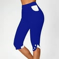 thumbnail image 2 of Patlollav Womens Summer High Waisted Solid Color Capris Matching Slim Fitting Yoga Gym Pants, 2 of 6