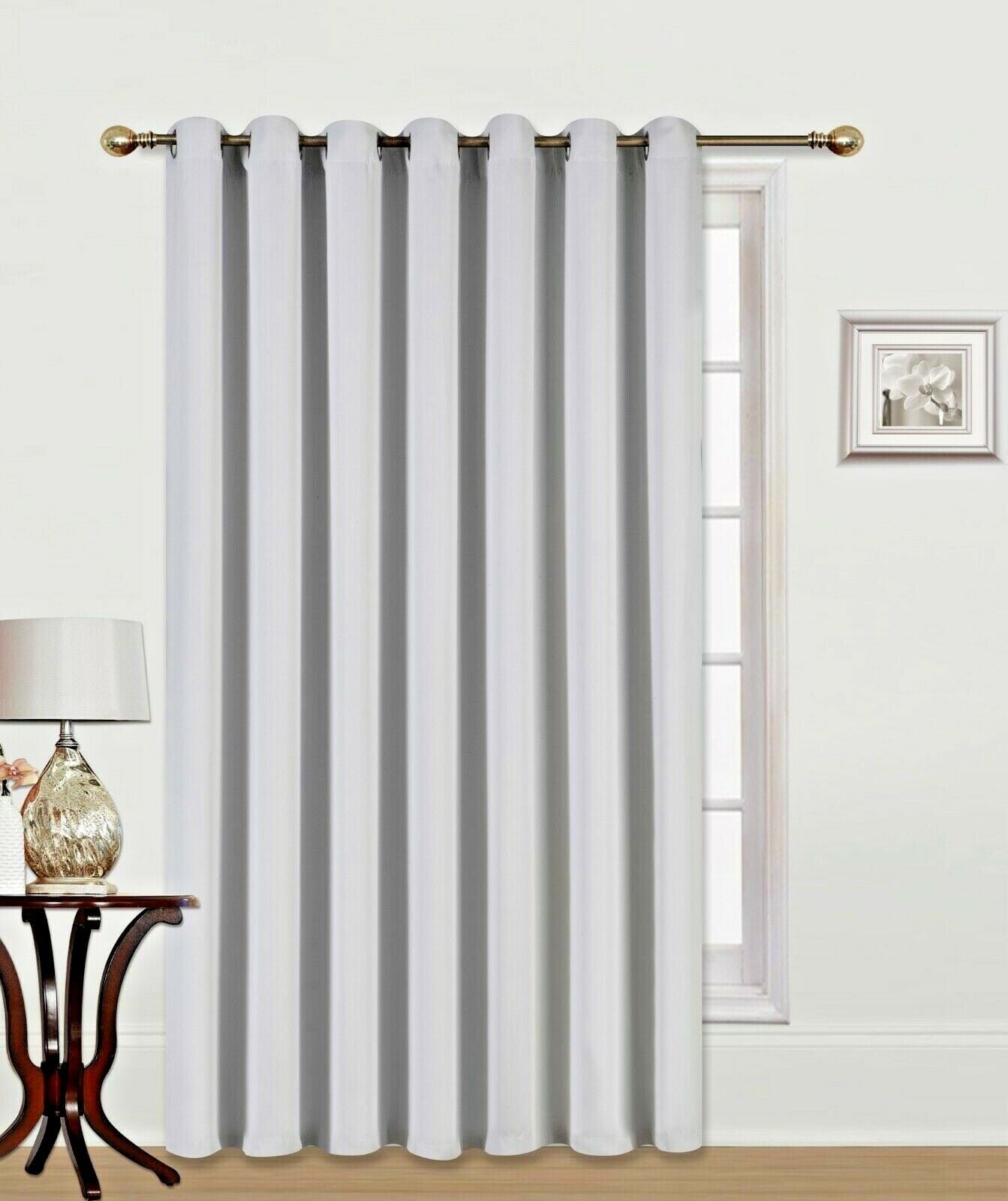K100 Thermal White Blackout Panel 1pc, 3 Panel Sliding Patio Door Curtains