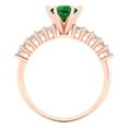 thumbnail image 4 of Clara Pucci 14K Rose Gold Solid Gold Emerald Solitaire with Accents Anniversary Ring for Women - 1.05 cttw Round Cut, 4 of 8