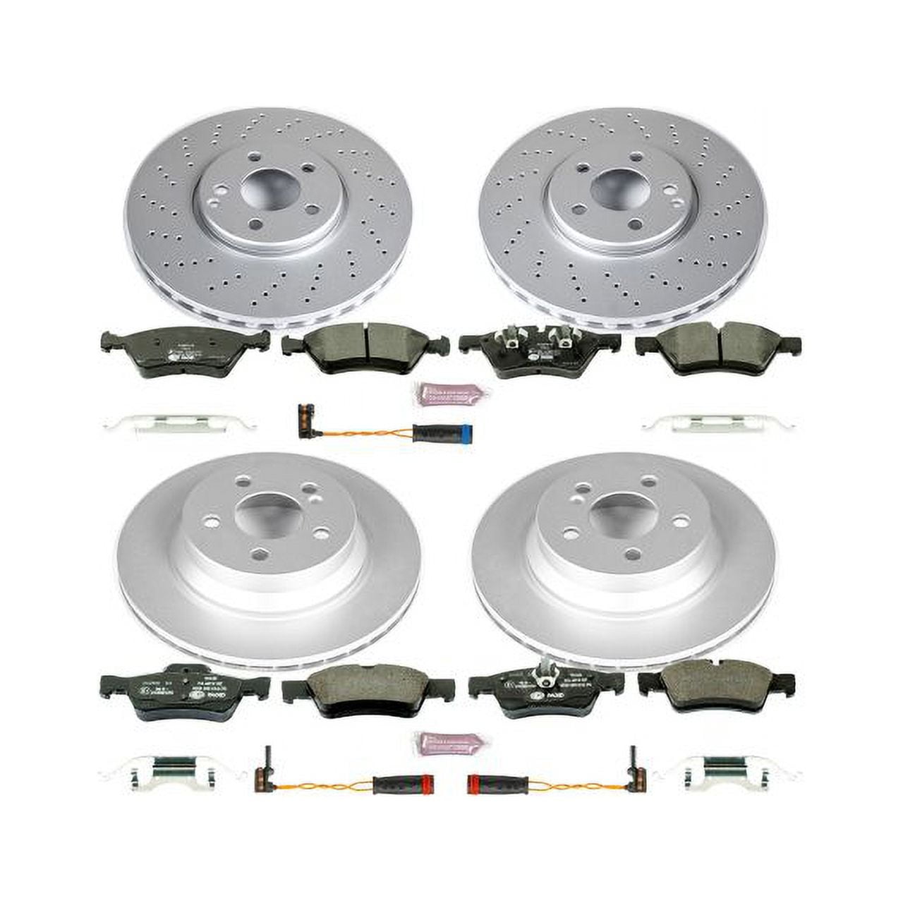 Power Stop Front and Rear Euro-Stop ECE-R90 Certified Brake Pad and Rotor Kit ESK6358