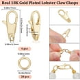 thumbnail image 2 of 1 Box 6Pcs Brass Swivel Lobster Claw Clasps with 20Pcs 304 Stainless Steel Open Jump Rings Real 18K Gold Plated 14.5x7x3mm Hole: 1.2mm, 2 of 6