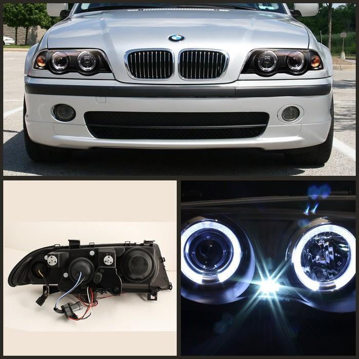 1999-2001 BMW E46 4dr 323i 328i 330i Dual Halo Projector Headlights Black