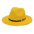 thumbnail image 2 of Women's Wide Brim Straw Panama Jazz Fedora Beach Travel Sun Hat, 2 of 3