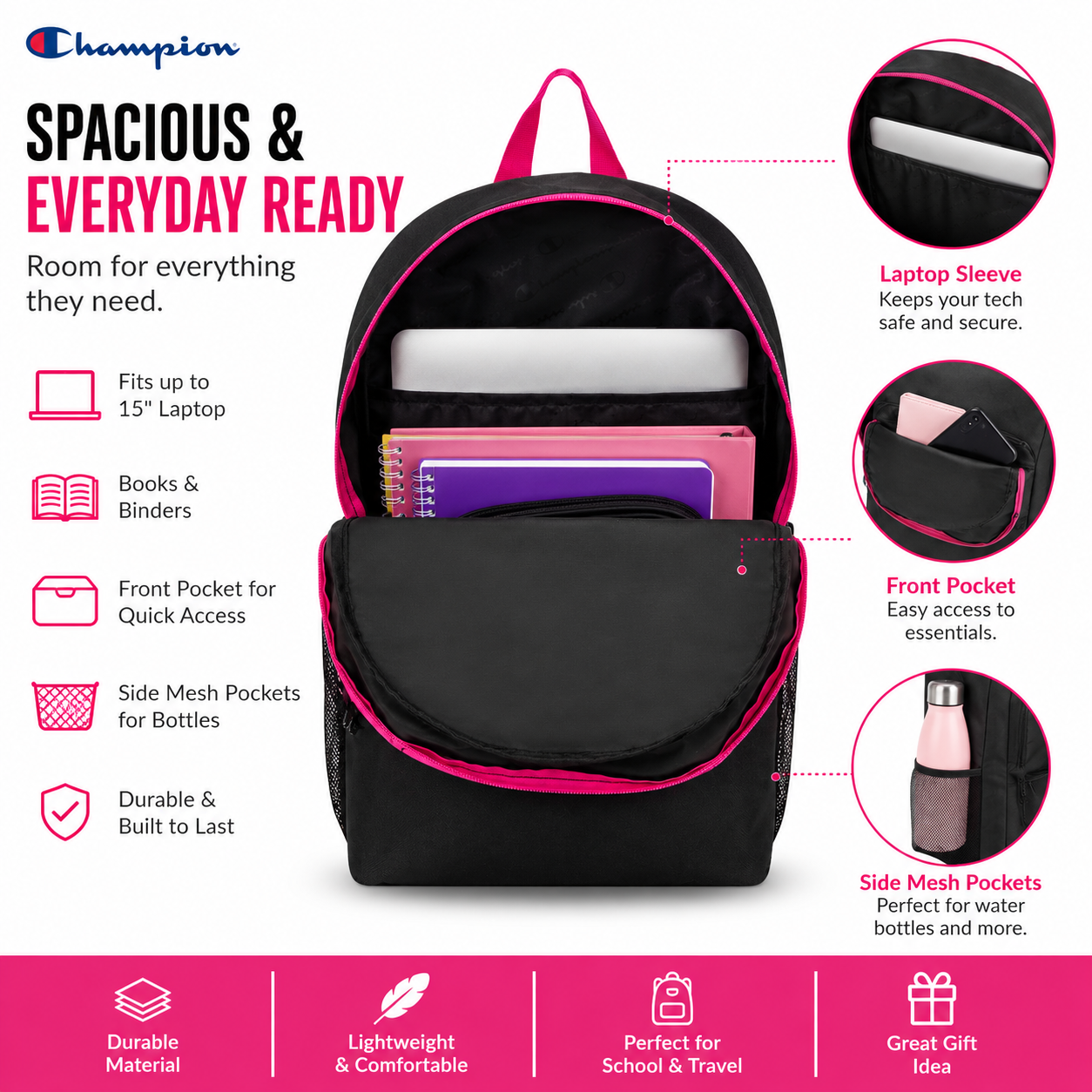 Mochila escolar para niños y niñas con compartimento para laptop, para libro (17 pulgadas) 2