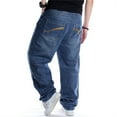 thumbnail image 5 of LUOBANIU Men's Loose Fit Baggy Hip Hop Cotton Denim Work Pants Straight Leg Jeans (102 Blue, 40), 5 of 5